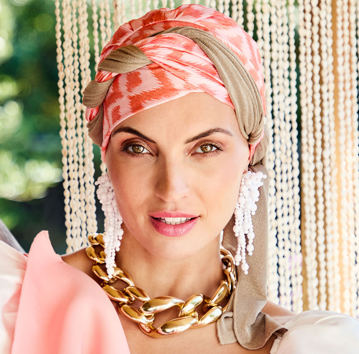 Turbans 1 bonnet Boho Spirit RoseBerry avec lefoulard boho tilleul