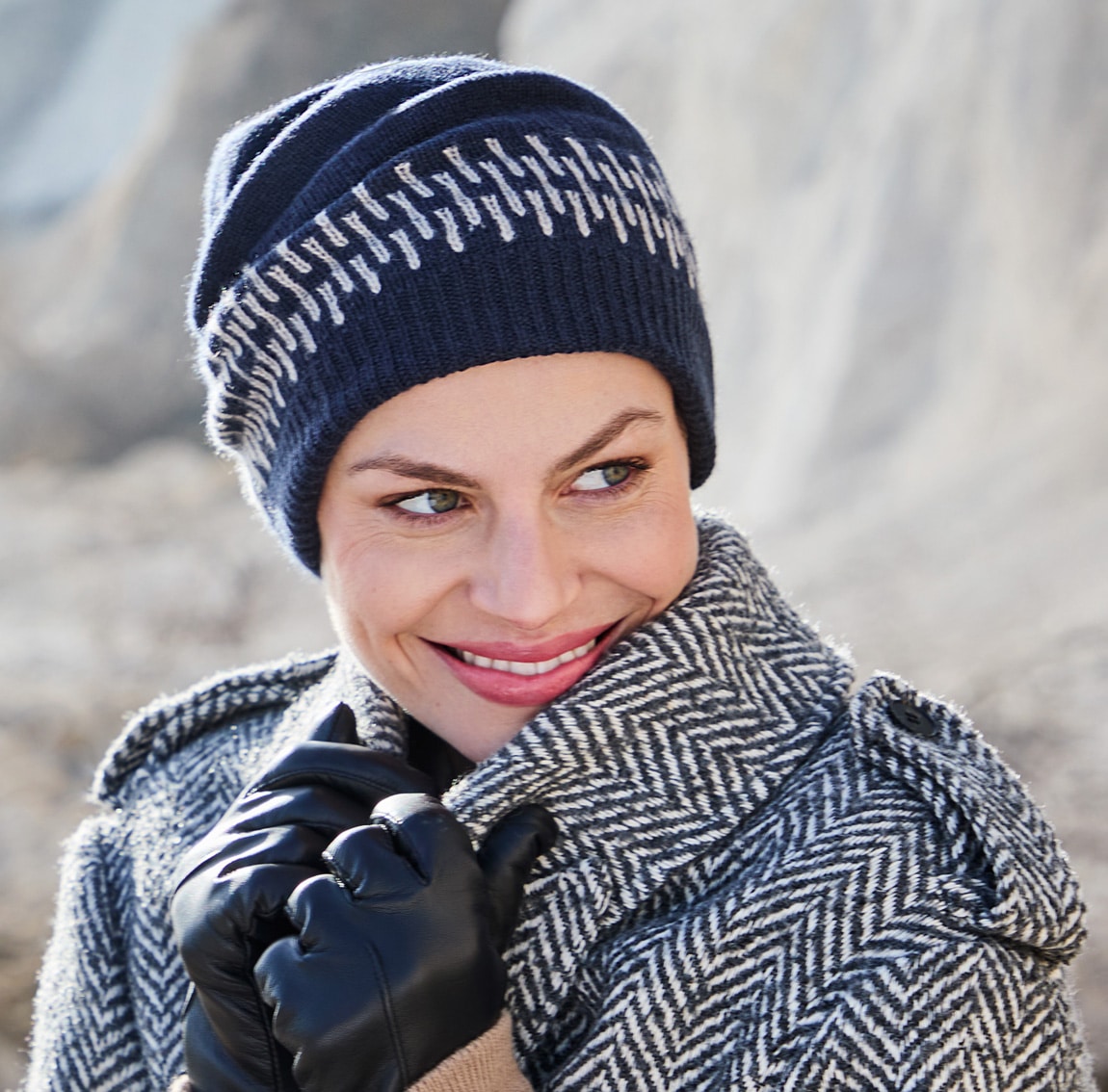 Bonnet cachemire val d isere marine